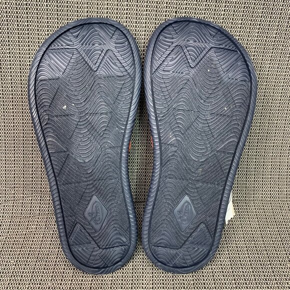 Chaco Mens Size 9 Pitch Gray Lowdown Flip-Flops With Orange Straps - Picture 7 of 8